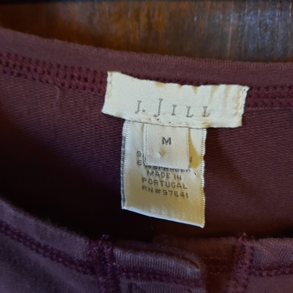 Vintage J. Jill Cotton Blend Burgundy Front Closure Crewneck Cardigan Size M - Picture 9 of 10